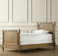 Cadre de lit en bois massif rainuré sur mesure, chêne cerisier, mobilier de chambre d'enfant, lit simple ou double
