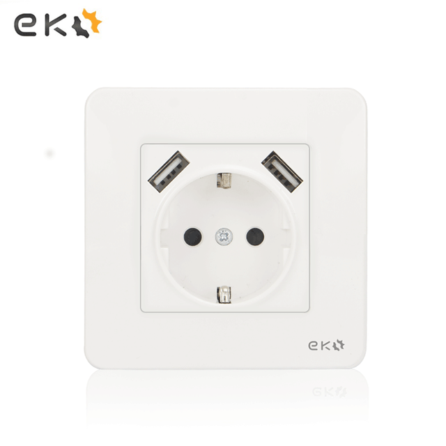 16A Power Double USB Wall Socket European Standard Socket Germany Socket Power Plug