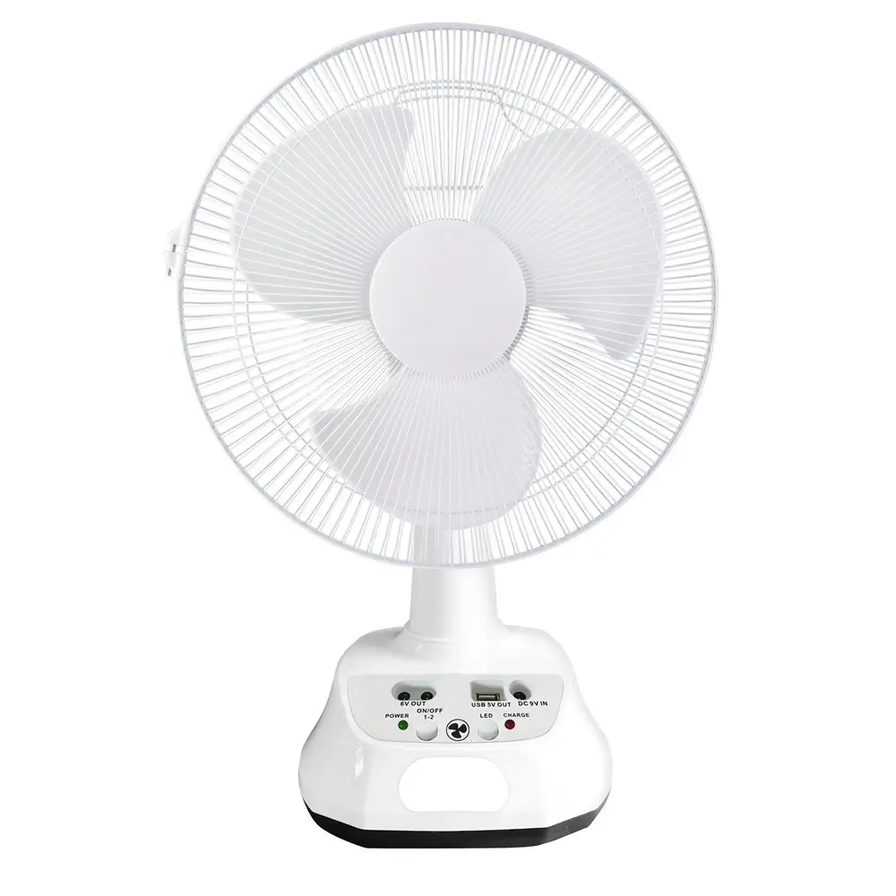 AC DC 12 INCH Air Cooler 3 Speeds 6V Electric Desk Fans Cooling Charging Solar With LED Light Rechargeable Table Fan