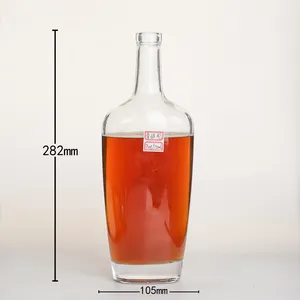 בקבוקי זכוכית וויסקי ברנדי אלכוהול ריקים בצורת פרימיום בקבוקי זכוכית אלכוהול וודקה מותאמים אישית סיטונאי