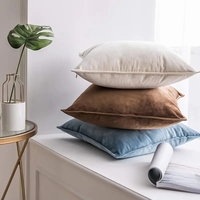 Housse de coussin décorative intérieure en velours hollandais tricoté de couleur unie avec bride 18x18 pouces taie d'oreiller douce et confortable pour la maison