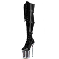 20cm bande pôle danse Sexy fétiche orteil femmes gothique danseuse exotique 8 pouces boucle de ceinture à lacets hauteur de la cheville fermeture éclair bottes au genou