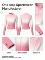 Nouvelle veste de sport en polyester à sublimation avec fermeture éclair, séchage rapide, élastique, ajustée, pour yoga, fitness, course à pied et gym, collection 2026, motif dégradé pour femme