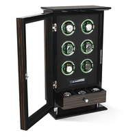 Remote kontrol layar sentuh Lcd otomatis, jam tangan otomatis Gyro 6 Slot kayu mewah 6 Led dengan sertifikat SABER