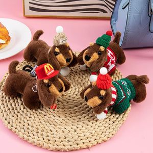 Porte-clés en peluche chien saucisse de dessin animé mignon de 15 cm, pendentif de sac, mini poupée, cadeau de Noël - Product Image 3