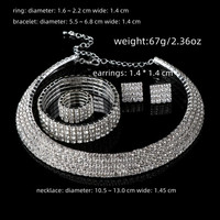 Ensemble de bijoux de mariée européen et américain très vendu - Collier à griffes en strass, boucles d'oreilles, bracelet, diadème - Accessoires en gros
