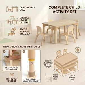 Table rectangulaire en contreplaqué de bouleau pour salle de classe Montessori, idéale pour la maternelle, la garderie et la salle de jeux. - Product Image 2