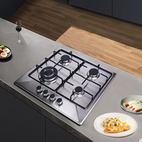 Estufa de Gas Empotrada de Fábrica OEM/ODM, 4 Quemadores, Acero Inoxidable, para Gas LP/GN, para Uso Doméstico, Hoteles y Cocinas