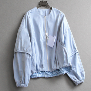 Chaqueta de <span class=keywords><strong>Mujer</strong></span> Moderna y Versátil, Informal, de <span class=keywords><strong>Manga</strong></span> <span class=keywords><strong>Corta</strong></span>, Cuello Redondo, con Cierre, Protección Solar - Product Image 5