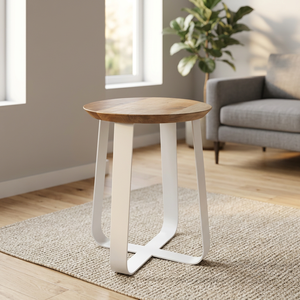 Tabouret réglable en fer avec assise en bois, style industriel antique, pour aménagement intérieur (Inde), salon, appartement, ferme, villa - Product Image 2