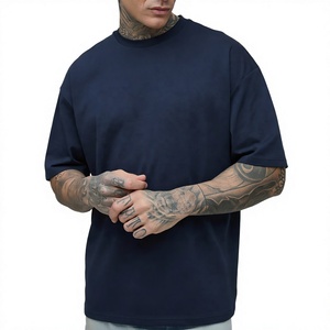 T-shirt en coton uni bleu marine à col rond et manches courtes pour homme, coupe classique, style décontracté - Product Image 1
