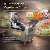 Industriële multifunctionele dubbelkopige groentesnijmachine, ui- en aardappelsnijder en -dicer voor de verwerking van groenten en fruit