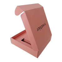 Boîte en carton ondulé rose avec logo personnalisé écologique, boîte en papier d'expédition avec insertion à l'intérieur, vente en gros