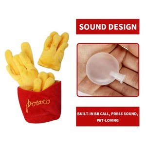 Fabbrica diretta <span class=keywords><strong>Pet</strong></span> squittio giocattoli basso MOQ all'ingrosso patatine fritte di peluche Pizza <span class=keywords><strong>Hamburger</strong></span> imbottito cuscino cigolante cane giocattoli - Product Image 3