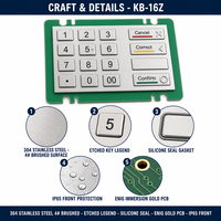 Clavier numérique industriel en acier inoxydable KB-16Z personnalisé, étanche IP65, 16 touches, montage sur panneau, USB/PS2 pour terminal en libre-service