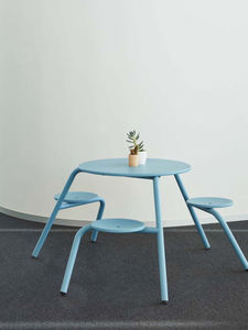 Ensemble de loisirs extérieur moderne en <span class=keywords><strong>bois</strong></span> massif - Combinaison table et chaises en métal et <span class=keywords><strong>banc</strong></span> de patio pour cour et jardin - Product Image 5