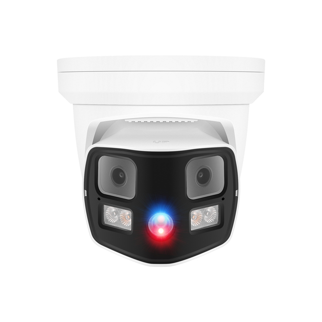 Red&Blue Flashlight Alarm 180° Panoramic View 4K 8MP Dual Lens Active Deterrence Turret AI POE Ip Camera,with Face Detection