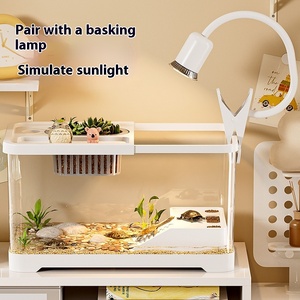 透明なデスクトップ金魚カメ水槽、正方形のプラスチック蓋付き、生態系景観水槽アクセサリー、生活用 - Product Image 2