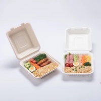 Boîte en papier écologique pour l'emballage alimentaire, boîte à clapet compostable en bagasse de canne à sucre, boîte à sandwich, boîte à hamburger, boîte à déjeuner