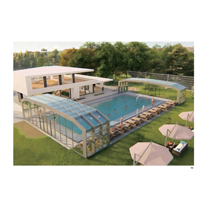 Venta directa de fábrica, cubierta de piscina de policarbonato retráctil moderna <span class=keywords><strong>para</strong></span> exteriores, recintos telescópicos - Product Image 1