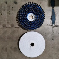 Brosse de nettoyage industrielle pour coque de bateau, à fil noué de 14 pouces de diamètre, avec manche en bois, pour le décapage des incrustations et le nettoyage DIY des bateaux
