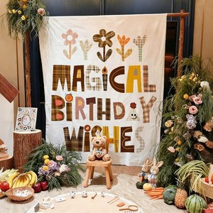 Selamat Ulang Tahun Pertama Bendera Pesta Anak-anak Kain Gantung Latar Belakang Dinding Permadani Dekorasi Dalam Ruangan - Product Image 3
