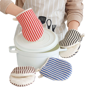 Mitaines de four en coton résistantes à la chaleur 500 ° Gants de cuisine matelassés à double couche avec impression de logo personnalisé - Product Image 3