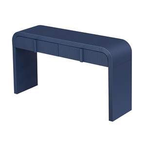 Mesa de consola DB TREXM Navy con superficie lisa de silueta redondeada moderna única y 2 cajones para sala de estar o entrada - Product Image 6