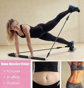 <span class=keywords><strong>Barre</strong></span> de fitness pour exercices à domicile, yoga, avec bande de résistance renforcée de 160 livres, noire, réglable, ensemble de cordes de traction pour Pilates - Product Image 3