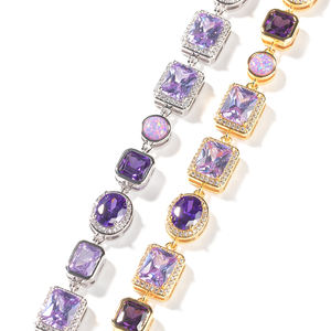 Uwin collezione di cristallo Baby rosa gemma catena ametista CZ Bling bracciale Vintage viola opale gioielli alla moda per donna uomo - Product Image 4