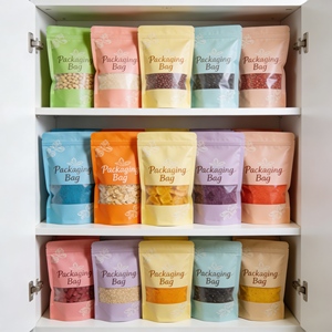 Nuovi Arrivi Sacchetti con Chiusura a Zip Personalizzabili con Logo Verde per Imballaggio Snack Cereali Buste Stand-up - Product Image 1