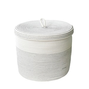 Clothing <b>storage</b> <b>basket</b>, woven <b>storage</b> <b>basket</b>, <b>storage</b> <b>basket</b>, cotton <b>rope</b> woven handmade foldable dirty clothes <b>basket</b>, straw - Product Image 4
