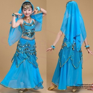 Costume de <span class=keywords><strong>danse</strong></span> du ventre pour filles, 100% polyester, tenue de <span class=keywords><strong>danse</strong></span> ethnique indienne du Xinjiang, ensemble de robe de performance et d'entraînement - Product Image 3