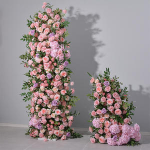 Planta verde y arco rosa con <span class=keywords><strong>fondo</strong></span> de fila de flores Corredor de flores artificiales para decoraciones de boda - Product Image 2