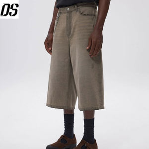 Shorts en <span class=keywords><strong>jean</strong></span> gris délavé coupe droite pour homme, style streetwear estival, écologiques et respirants, qualité personnalisée - Product Image 6