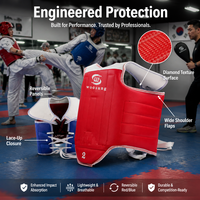 Protection de Poitrine de Taekwondo Personnalisée pour Enfants et Adultes – Rouge et Bleu – Entraînement – Offre Spéciale