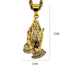 Позолоченный кулон из нержавеющей стали, религиозная бижутерия с крестом Иисуса Христа, ожерелье с двойной гравировкой молитвы - Product Image 4