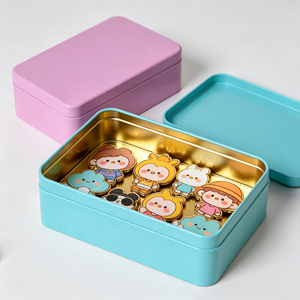 Adorable boîte en métal portable pour enfants, petite boîte à bonbons dorée, durable, pour cadeaux de fête, vente en gros uniquement - Product Image 1