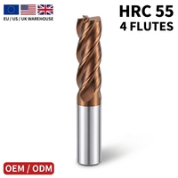 Fraise carrée en carbure monobloc HRC55 à 4 dents, revêtement TiAlN, pour usinage CNC d'acier de moulage, fabrication OEM/ODM