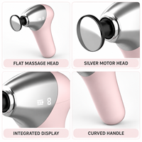 Pistolet de massage chauffant rose avec 6 vitesses, 4 têtes, 3 niveaux de chaleur et indicateur LED pour la relaxation musculaire des tissus profonds