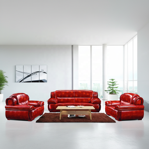 Luxe lederen bank Rode lederen bank van echt leer - Product Image 1