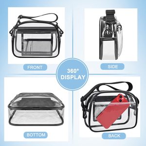 Borsa a tracolla trasparente alla moda approvata per lo stadio con tracolla regolabile, 2 tasche, impermeabile, per uomo <span class=keywords><strong>e</strong></span> donna - Product Image 3