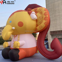 Modèle géant gonflable d'éléphant Ganesha thaïlandais, énorme mascotte de dieu hindou pour la décoration de festivals religieux et d'événements en plein air