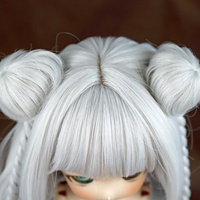 Usine chinoise 1/3 BJD poupée cheveux argent gris longue droite avec frange et tresse clip cheveux poupée perruques
