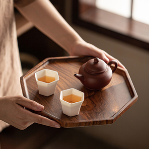 Ensemble d'assiettes octogonales en bois d'acacia, plateaux en bois de qualité supérieure, adaptés aux aliments, pour les collations, les desserts, la décoration de la maison - Product Image 3