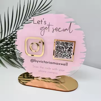 Présentoir de table personnalisé avec code QR Facebook Instagram Signes de table pour médias sociaux Scan to Payer Support en acrylique avec code QR