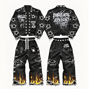 DiZNEW <span class=keywords><strong>2026</strong></span> Calças <span class=keywords><strong>Jeans</strong></span> Plus Size com Efeito Desgastado e Bordas Desfiadas, <span class=keywords><strong>Jeans</strong></span> Estilo Cowboy de Rua, Fabricante Líder, Conjunto de <span class=keywords><strong>Jeans</strong></span> com Impressão Digital - Product Image 1