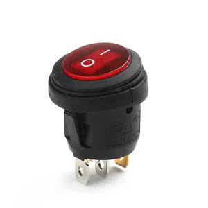 Wholesale Waterproof KCD1 3 pin rocker switch with lamp LED 3 pins 2 position ON/OFF Green Red kcd1 23MM 3 pin round switch