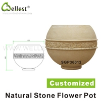 Pot & Planter Bunga Taman dari Batu Alam Granit, Batu Pasir, Batu Kapur, dan Marmer