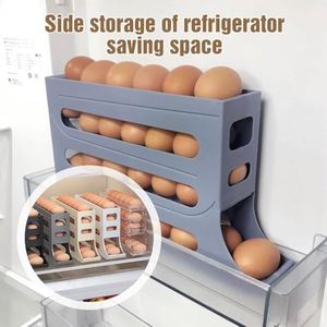 Slide Egg Carton Refrigerator Side Door Four Tier Automatic Egg <b>Roller</b> Kitchen Countertop Drop Proof Egg Organizer - Product Image 6